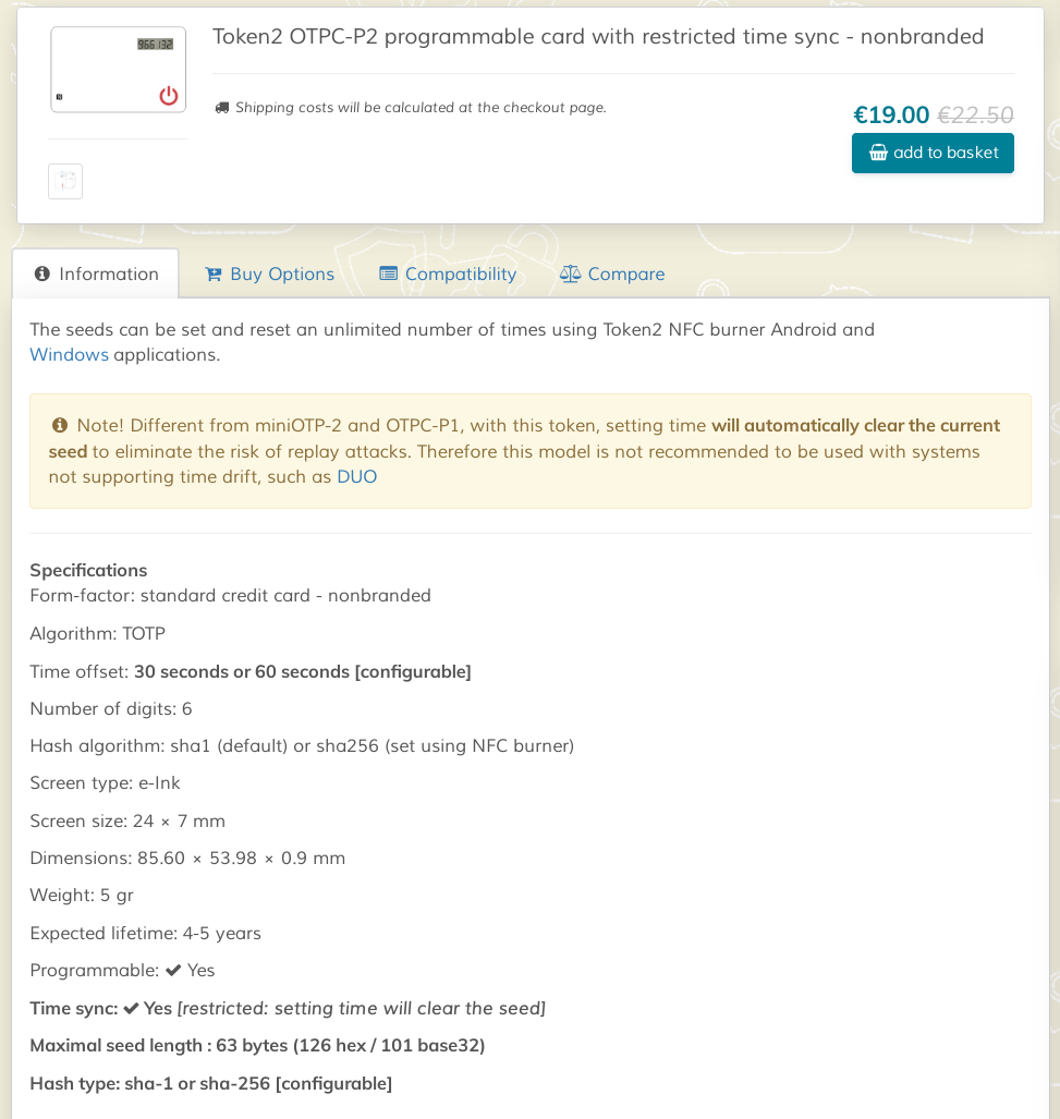 Token2 OTPC-P2 product description